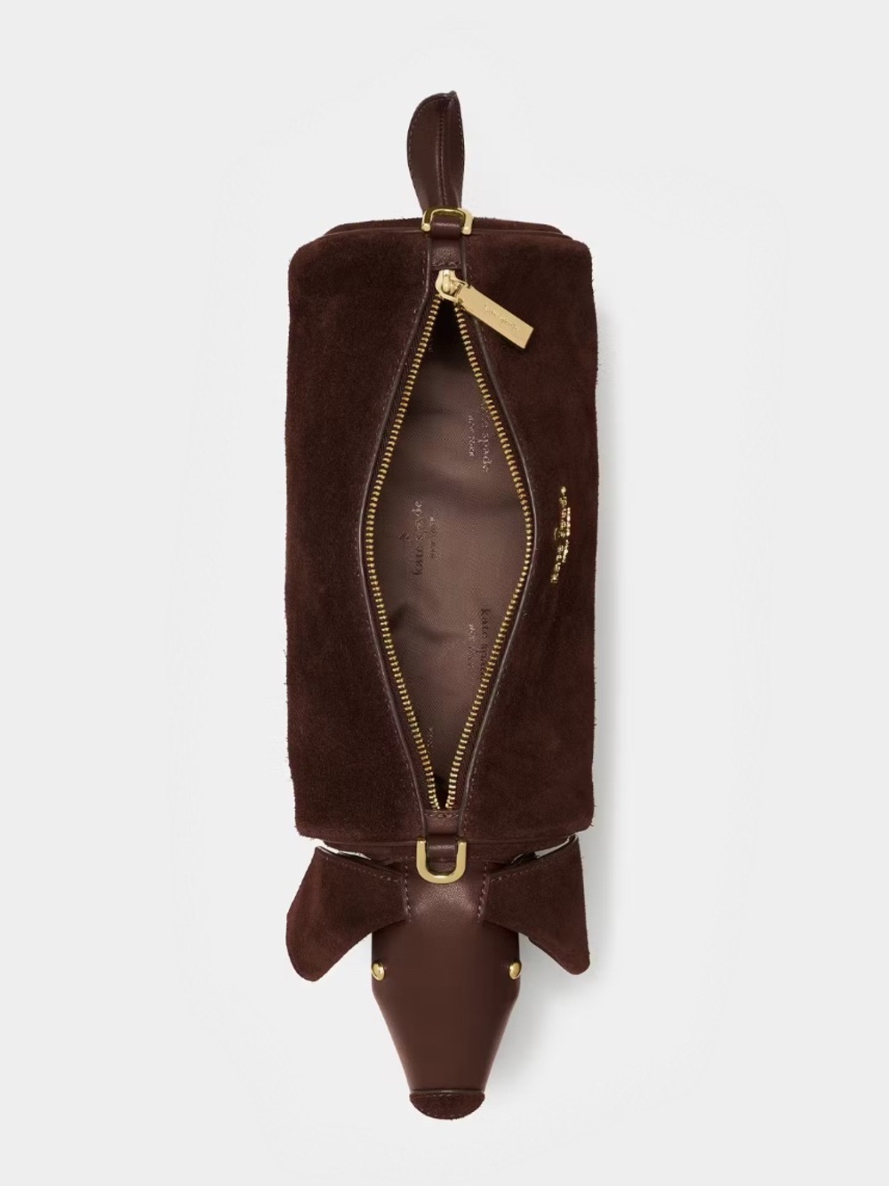 ♠️Kate Spade New York Charlie Dachshund Dog Suede Crossbody Bag, Brown NWT - Picture 4 of 8